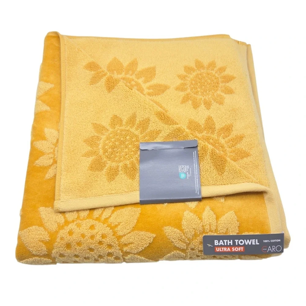 Caro Home Mustard Yellow Sunflower Cotton Towel Set 6pc Fall Harvest Collection